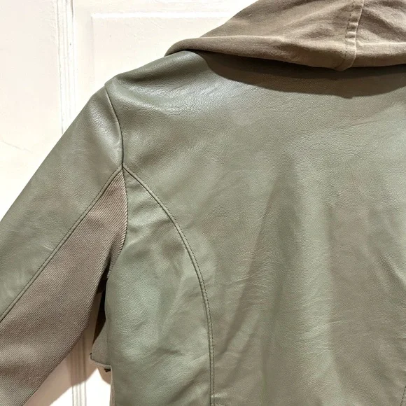 BlankNYC Olive Green Vegan Leather Moto Jacket Size S - Picture 7 of 13